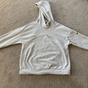 Nike Fleece Hoodie Sweatshirt Pullover Fuzzy Super Soft Beige Cream Size M